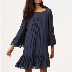 LOFT CROCHET TRIM BELL SLEEVE DRESS